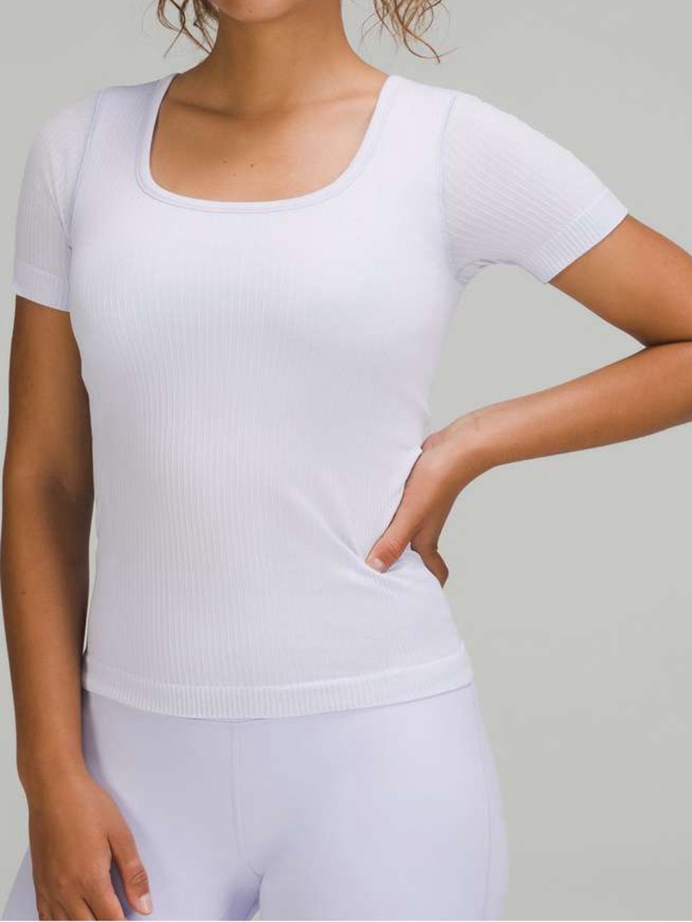 lululemon athletica White Scoop Neck Short Sleeve Tank Top